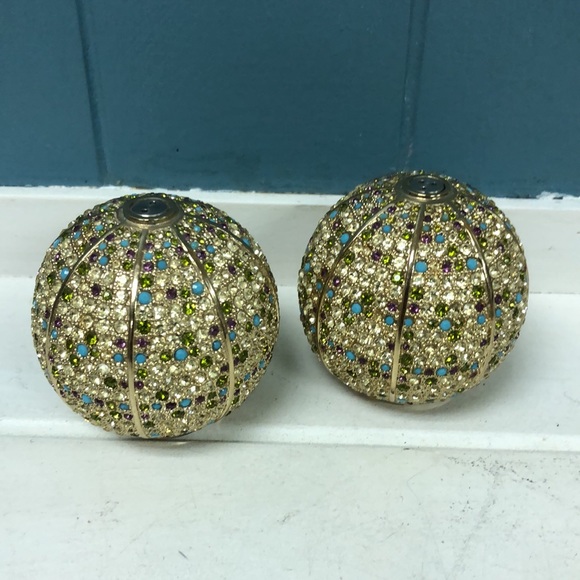 L'Objet Gold Plated Salt & Pepper Shakers Multi-color Swarovski Crystals - Picture 3 of 10
